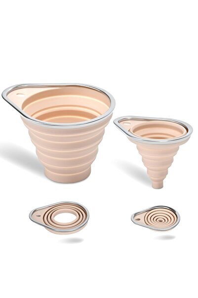 Arabest New Upgraded 2-Pack Silicone Collapsible Funnel Set with Stainless St...