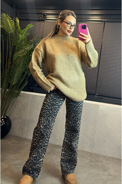 MİR STORE سترة طويلة ناعمة برقبة دائرية من Camel قصة فضفاضة