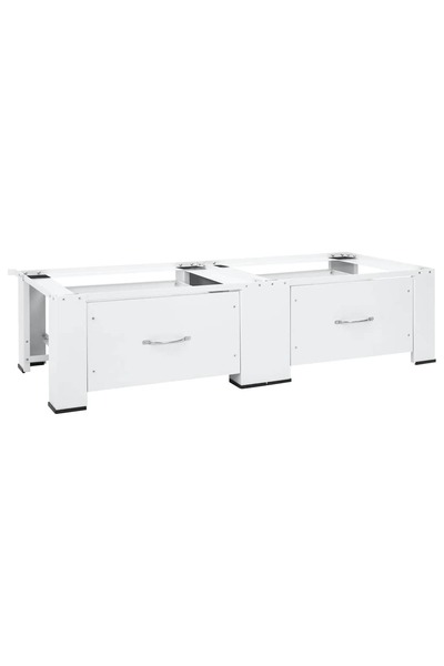 vidaxl قاعدة غسالة مزدوجة مع أدراج، لون أبيض