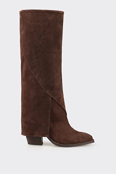 Elle Shoes Kahve Deri Kadın Western Çizme