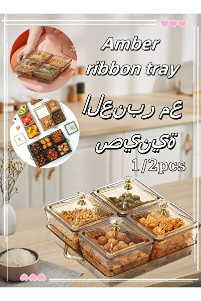 Generic Portable Snack Tray Food Storage Box with Lid, Transparent Tray for F...