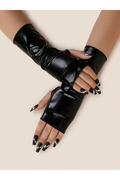 Veille Black Lame Shiny Long Fingerless Gloves – Stage & Fancy Accessory-Stag...