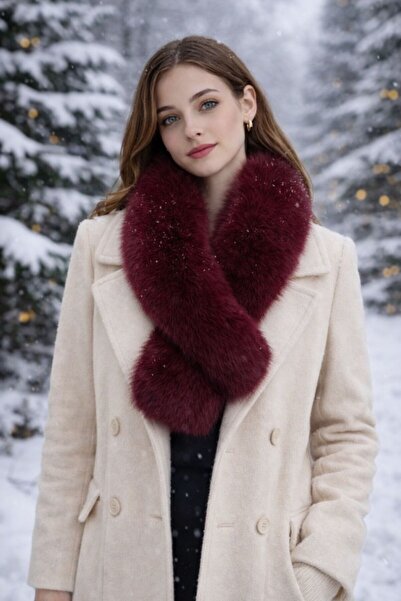stravis Burgundy Inner Fur Scarf