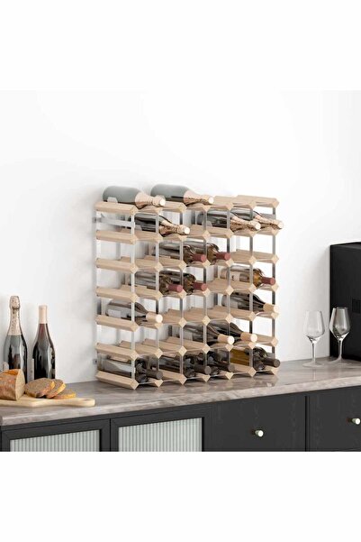 vidaxl رف نبيذ يتسع لـ 42 زجاجة، مصنوع من خشب الصنوبر الصلب