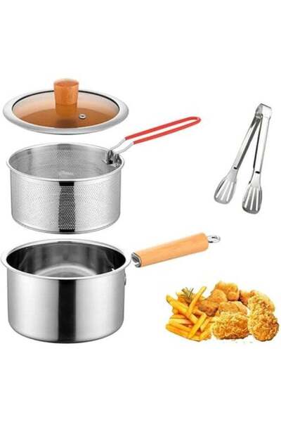 Arabest وعاء صغير من الفولاذ المقاوم للصدأ لتصفية الزيت مع سلة قلي، مقلاة عمي...