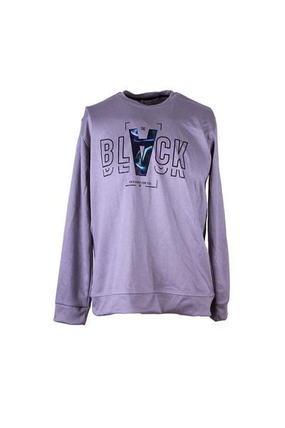 trender سويت شيرت رجالي باللون الأسود مطبوع عليه مودال أوكتافيان باللون الرما...