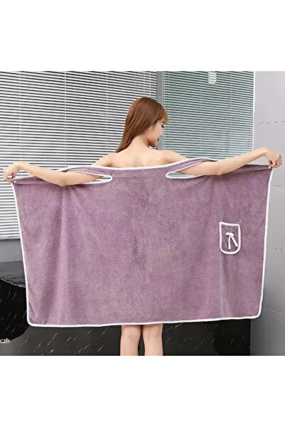 Choice مناشف حمام نسائية بنفسجية اللون، قابلة للارتداء، مقاس 140 × 85 سم، سري...