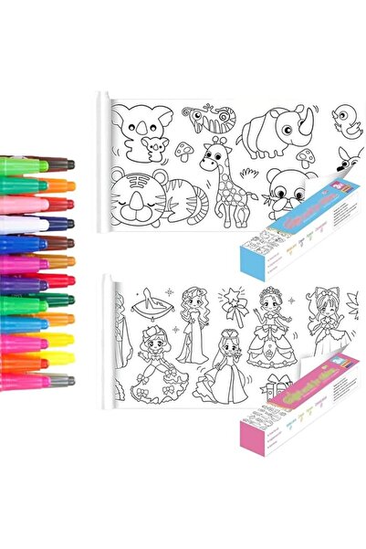 Arabest لفائف رسم مع 24 لونًا من أقلام التلوين، لفائف رسم تُعلق على الحائط، م...