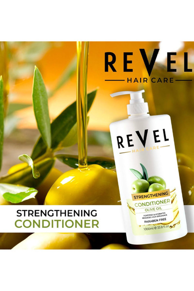 REVEL ريفيل بلسم معزز بزيت الزيتون مضاد لتساقط الشعر 1000 مل للشعر ويقلل من ت...