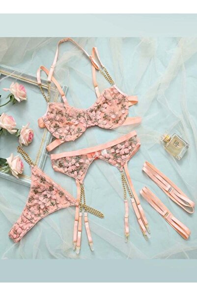 Margoun Women's Sexy Mesh Brassier Floral Ladies Seductive Lingerie Set