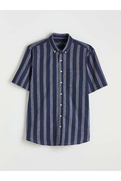 LC Waikiki Indigo Regular Fit Striped Dobby Men's Shirt
