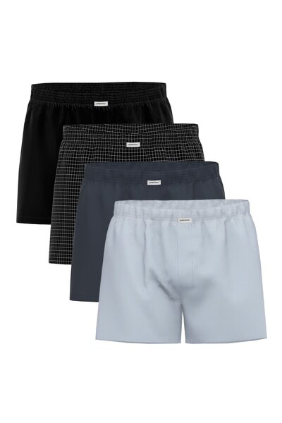 Seidensticker Herren Web-Boxershorts, 4er Pack - Boxer 4-Pack, Baumwolle, Logo