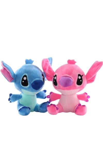 NO BRAND Set de 2 jucării de pluș Lilo și Stitch, 23x23 cm, roz/albastru