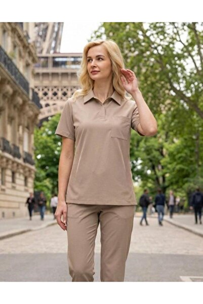 Dr. Mitra طقم نسائي باريسي موديل بيج قماش قابل للتمدد طقم طبي للممرضات والأطب...