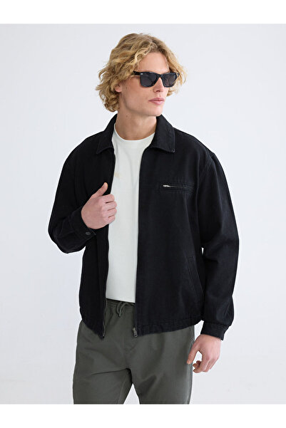 LC Waikiki Μαύρο άνετο ανδρικό τζιν μπουφάν