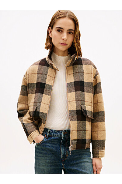 Tommy Hilfiger Check Wool Blend Relaxed Harrington Jacket