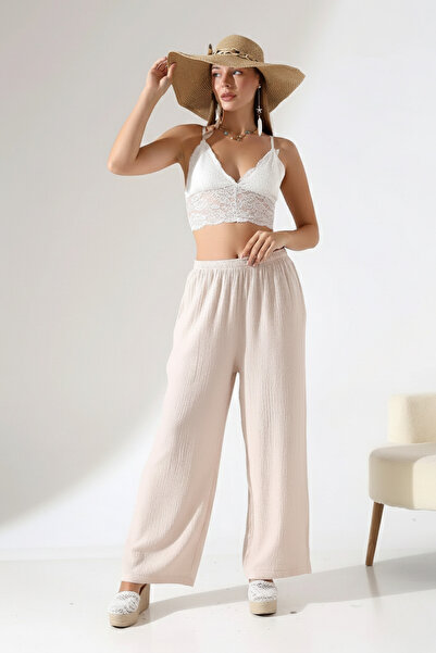 İntive Lingerie 100% Cotton Muslin with Pocket Palazzo Pants