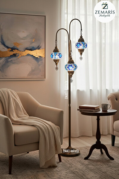ZEM ARİS HEDİYELİK El Yapımı Otantik Mozaik Dekoratif Kollu Lambader