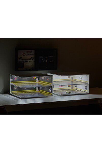 bMini 1:64 DIORAMA AHŞAP LED HOTWHEELS UYUMLU SERGİLEME STANDI BEYAZ