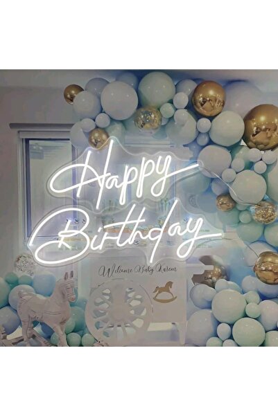 Slasa Large “Happy Birthday” Neon Sign LED 26.5x10 & 21.5x10 in – Party Decor
