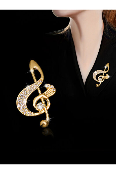 Take Two By Styli Musical Note Shaped Rhinestone Brooch