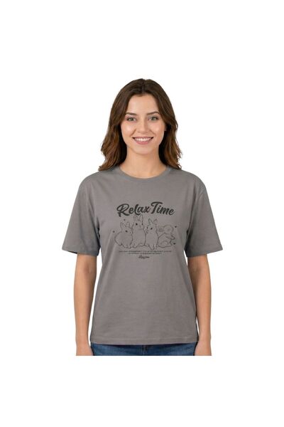 Enfield & Co. Time Tavşan Enfield&Co Women's T-Shirt Relax Gray