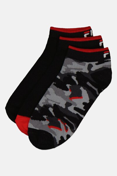 FILA Kids Boy 3 Pairs Brand Logo Invisible Socks, Multicolor