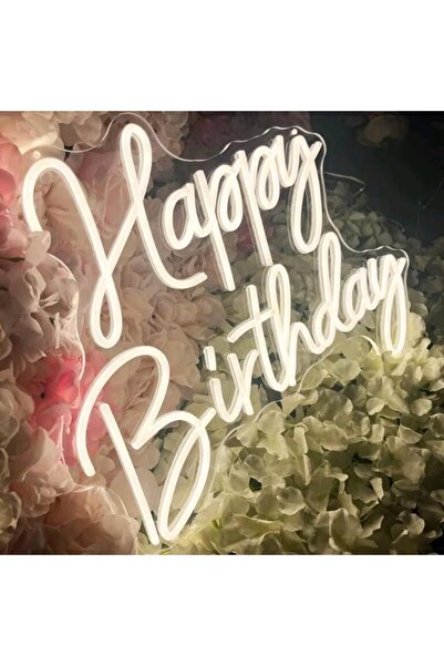 Slasa Large “Happy Birthday” Neon Sign LED 67x67 cm – Birthday Party & Room D...
