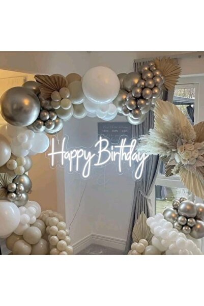 Slasa Large “Happy Birthday” Neon Sign LED 63.5x46 cm – 21st Birthday Party D...