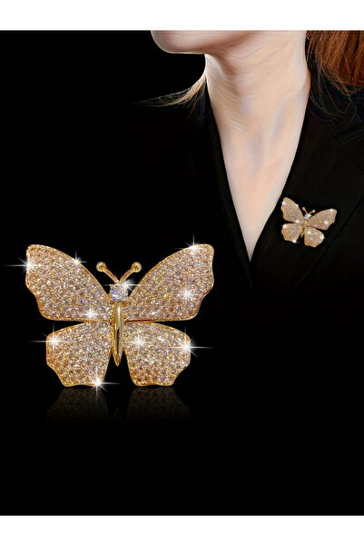 Take Two By Styli Butterfly Shaped Rhinestone Embellished Brooch