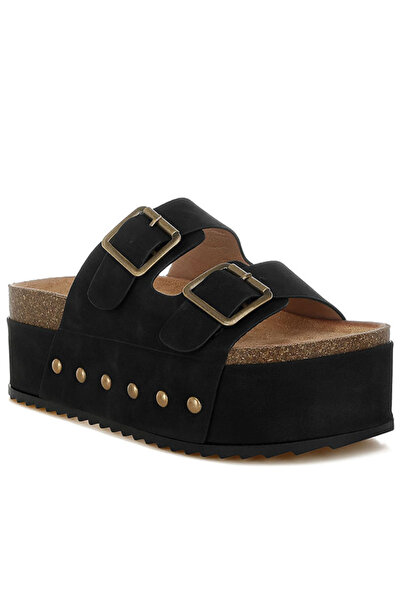 london Rag Women Studded Faux Leather Slip Ons in Black