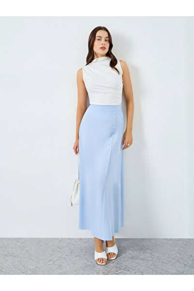 Styli Women Sky Blue A-Line Maxi Skirt