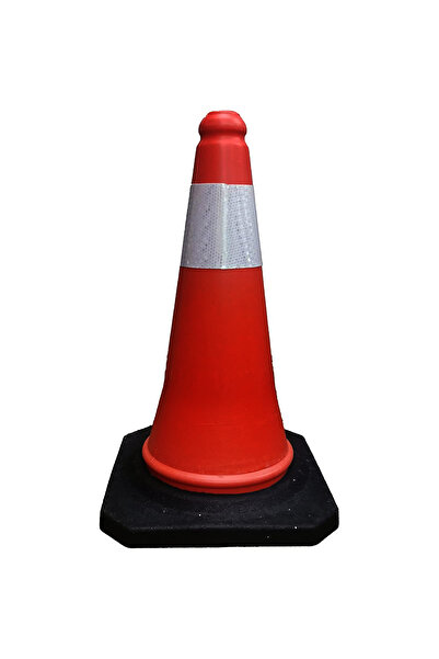 Raco مخروط مروري عالي الوضوح بطول 50 سم بقاعدة مطاطية | مخروط عاكس لسلامة الطرق