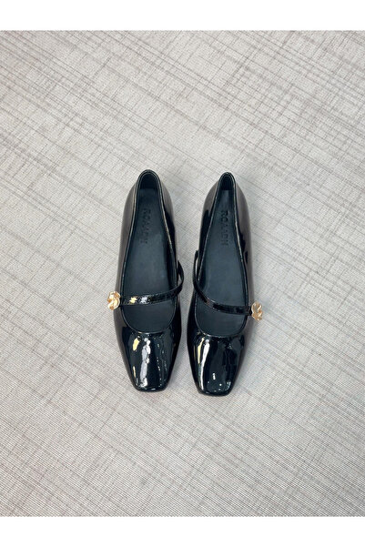 Take Two By Styli Women Black Patent Leather Mary Jane Shoes