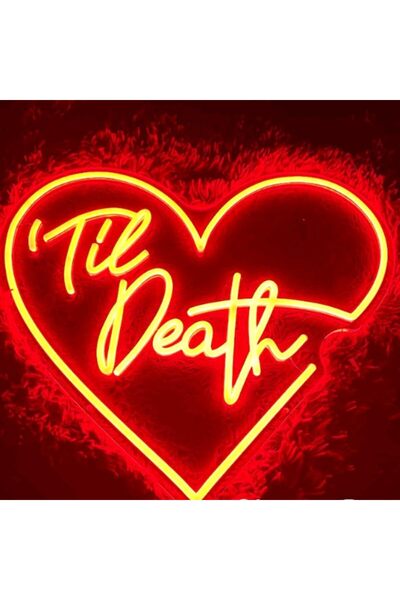 Slasa “Til Death Heart” Neon Sign LED 55x47 cm – Gothic Wedding & Halloween D...