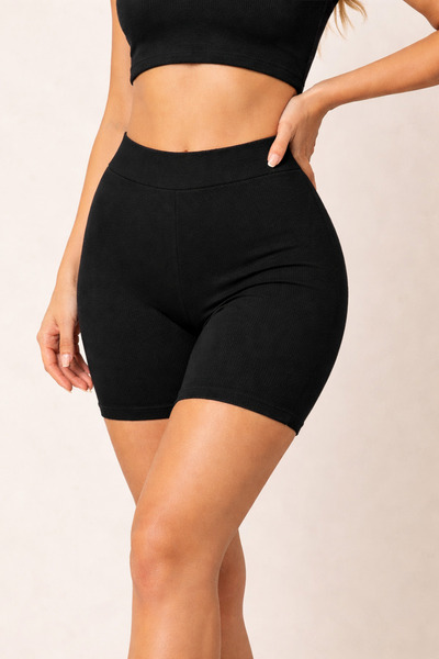 Melva Women's High Waist Ribbed Knit Biker Leggings Shorts 95% Cotton 5% Lycr...