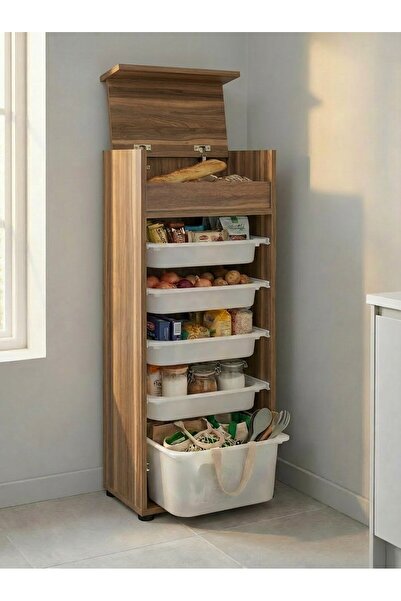 Pratico Chari Covered Multi-Tier 5-Basket Vertical Multi-Purpose Bread Cabine...