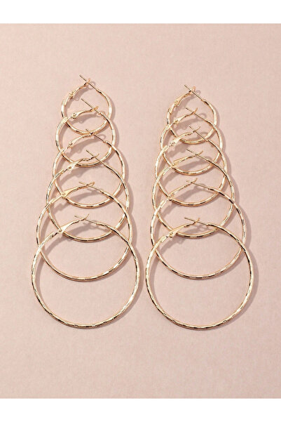 Take Two By Styli Set of 6 - Textured Hoop Earrings