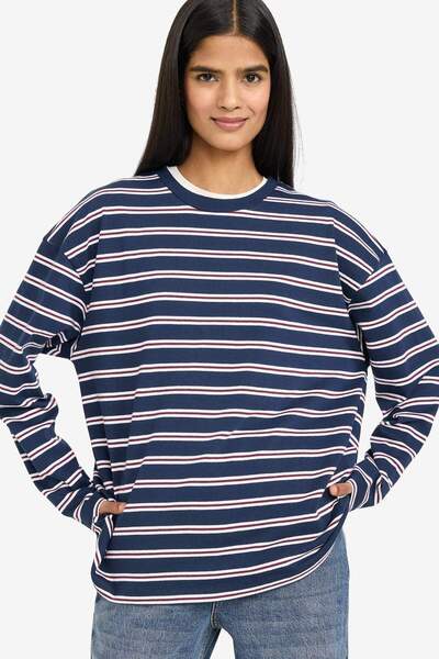 DeFacto Loose Fit Crew Neck Striped Sweatshirt F7758Ax25Au