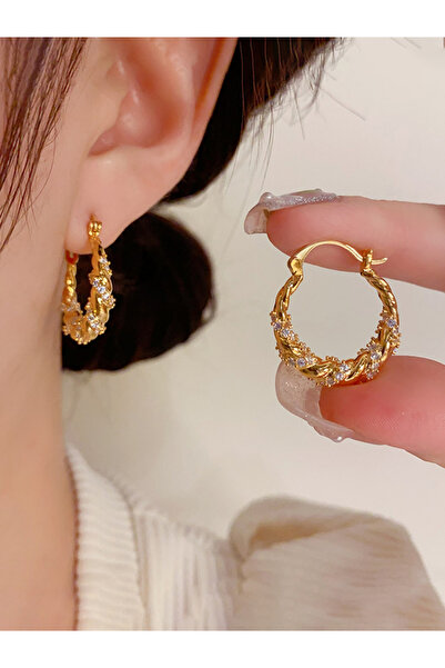 Take Two By Styli Contrast Rhinestone Embellished Hoop Earrings