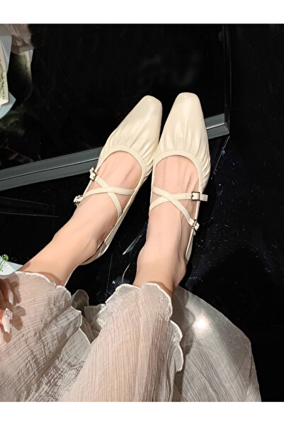 Take Two By Styli Women Beige Elastic Detail Pointed Toe Shoes