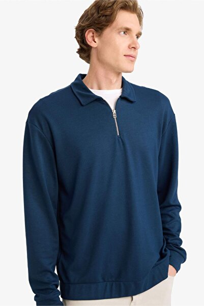 DeFacto Regular Fit Polo Neck Half Zip Sweatshirt G7492Ax25Au