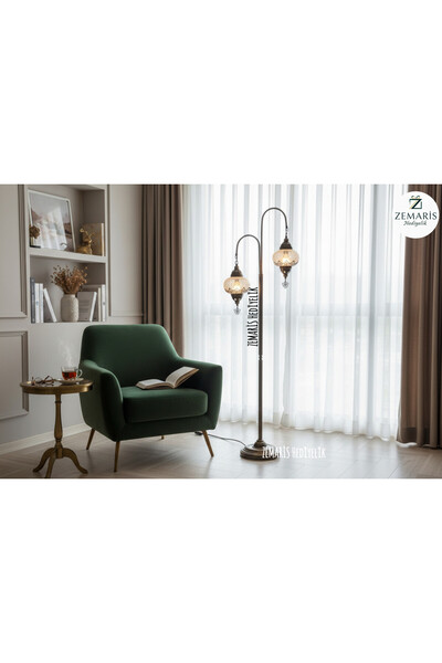 ZEM ARİS HEDİYELİK El Yapımı Otantik Mozaik Dekoratif Kollu Lambader 2 li