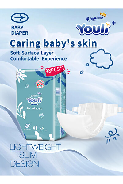 Genera حفاضات أطفال YOULI المطورة حديثًا، مقاس 5، 38 قطعة، مناسبة للأطفال الذ...
