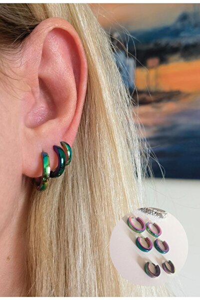 Bylin Steel Hoop Earrings Set-Three Pairs - Hoop Diameter 7mm, 9mm and 12mm