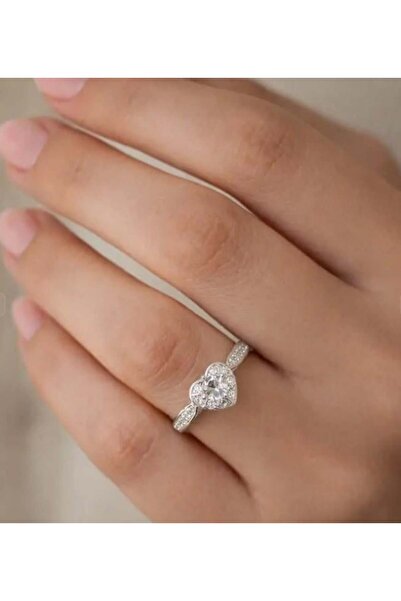 Store Size 17 Luxury Sparkling Heart Design Zircon Stone Steel Women's Ring T...