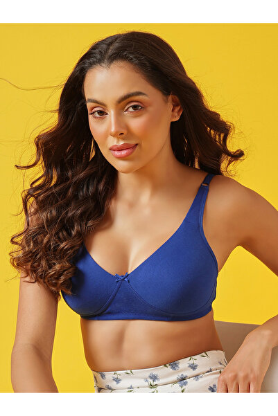 Clovia By Styli Cotton Non-Padded Non-Wired Full Coverage T-shirt Bra in Blue