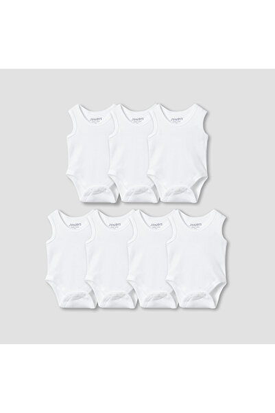 Juniors بدلة جسم سادة بدون أكمام مع إغلاق بأزرار كبس - طقم من 7 قطع