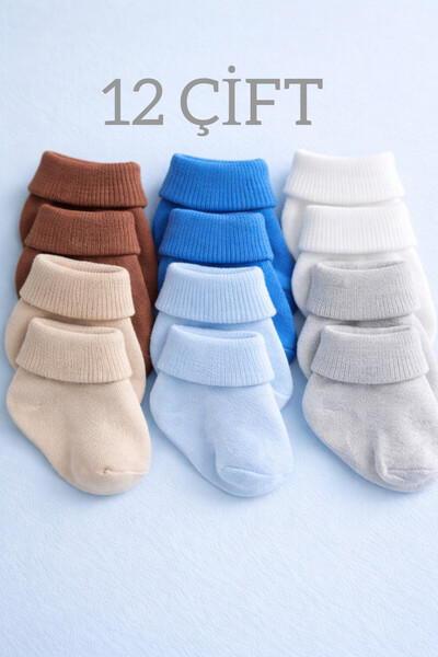 baby socks 12 Pairs of Multi-Colored Cotton Non-Squeezing High-Cut Baby Boy S...