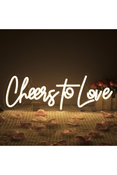 Slasa لافتة نيون مضيئة LED "Cheers to Love" مقاس 42 × 15 سم - ديكور جداري روم...